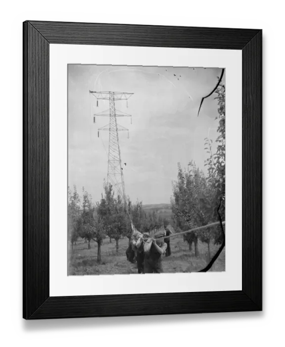 Framed Print : Erecting electricity pylon wires on a grid in Gravesend, Kent. 1939 Framed Print : Erecting electricity pylon wires on a grid in Gravesend, Kent. 1939