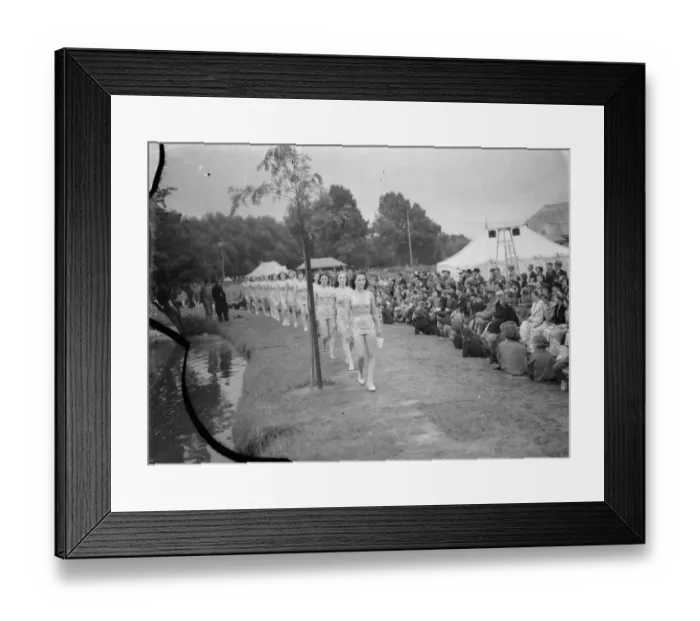 Framed Print : The Bathing Girls parade at the Dartford Carnival in Kent. 1939 Framed Print : The Bathing Girls parade at the Dartford Carnival in Kent. 1939