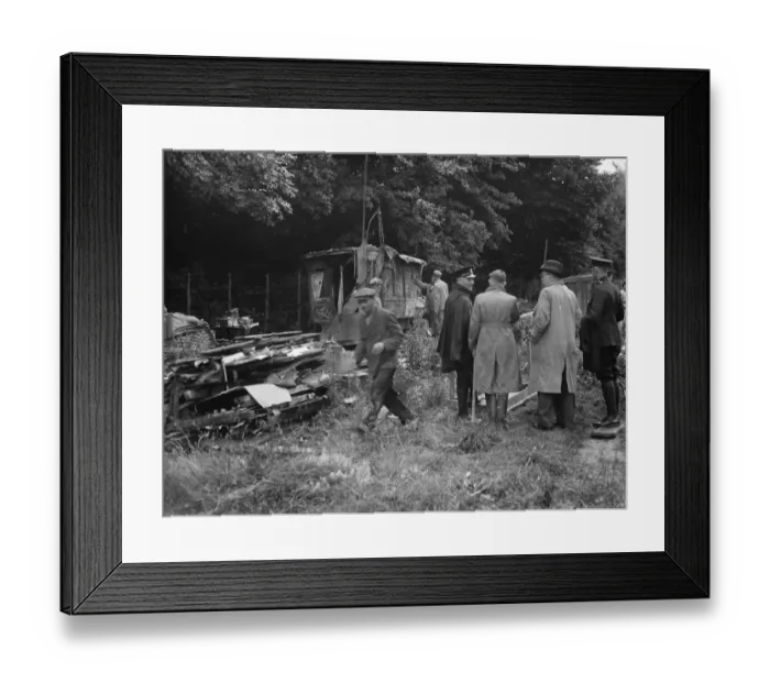 Framed Print : Watchers watch on as a shack in Kingsdown is demolished. 1936 Framed Print : Watchers watch on as a shack in Kingsdown is demolished. 1936