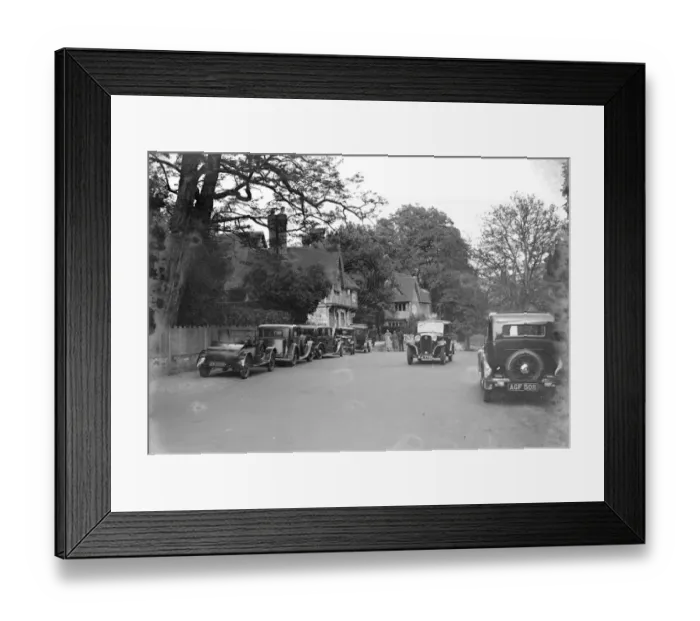 Framed Print : Cars in the village in Kent. 1933 Framed Print : Cars in the village in Kent. 1933