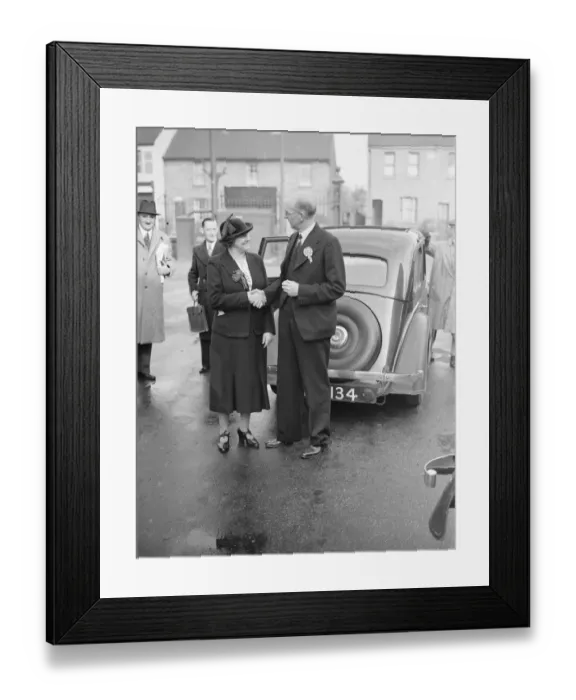 Framed Print : Mr Godfrey Mitchell, Conservative ( National goverment candidate ) and Mrs Janet Framed Print : Mr Godfrey Mitchell, Conservative ( National goverment candidate ) and Mrs Janet