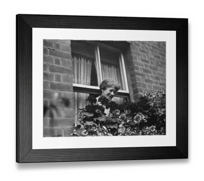 Framed Print : Mrs Annie Longhurst, window box prize winner at Crockenhill. 1938 Framed Print : Mrs Annie Longhurst, window box prize winner at Crockenhill. 1938