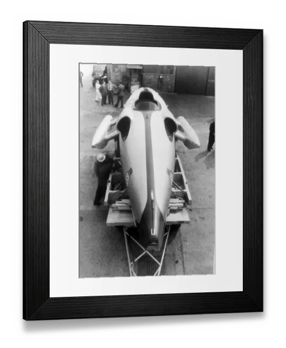 Framed Print : New Malden, Surrey: A view of John Cobb, with his revolutionary speedboat Crusader
