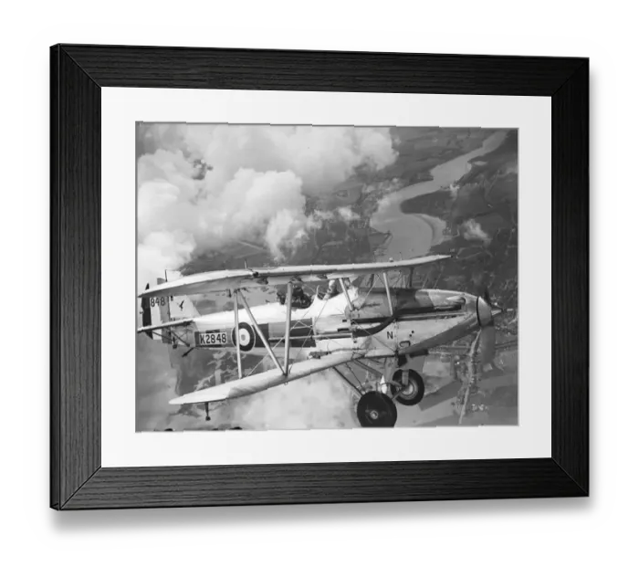 Framed Print : A Hawker Hart of No. 23 Squadron RAF flying over the Medway area in Kent