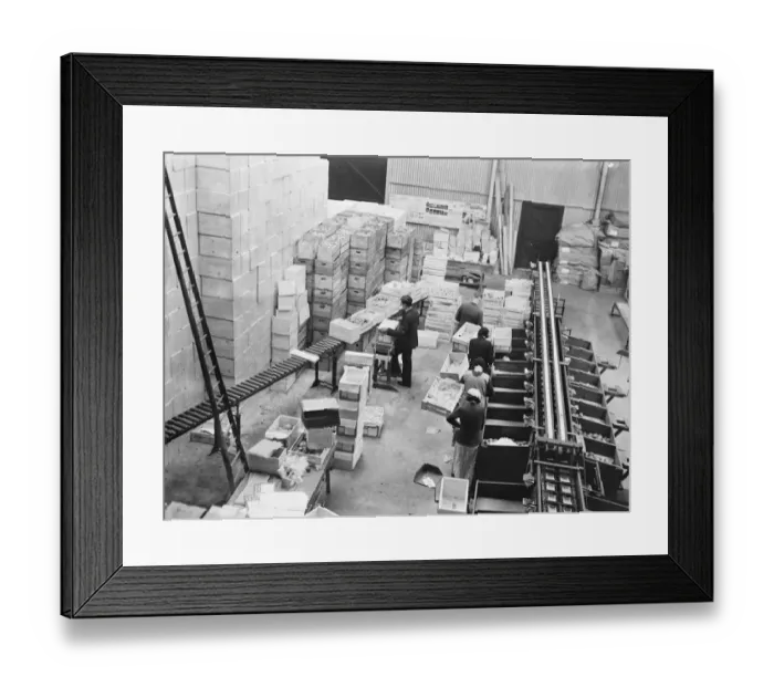 Framed Print : Cold storage plant. The sealing room. 1937 Framed Print : Cold storage plant. The sealing room. 1937