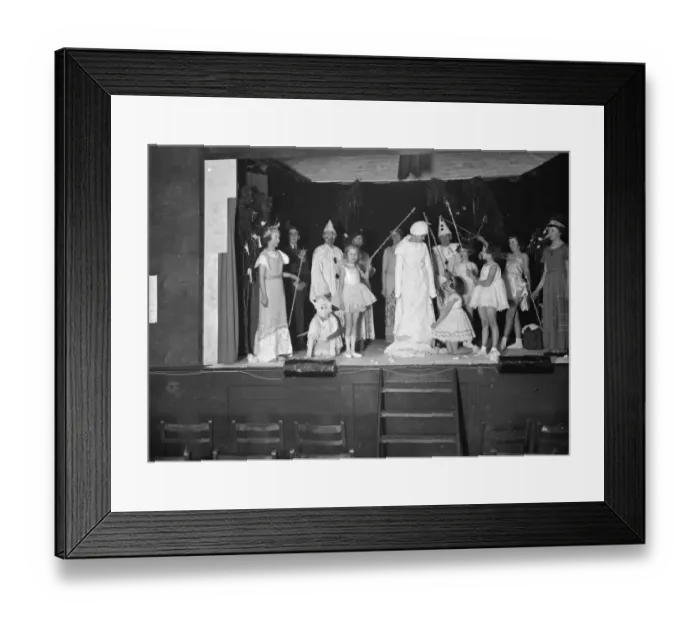 Framed Print : An acting group in Swanley rehearse Snow Fantasy. 1936 Framed Print : An acting group in Swanley rehearse Snow Fantasy. 1936