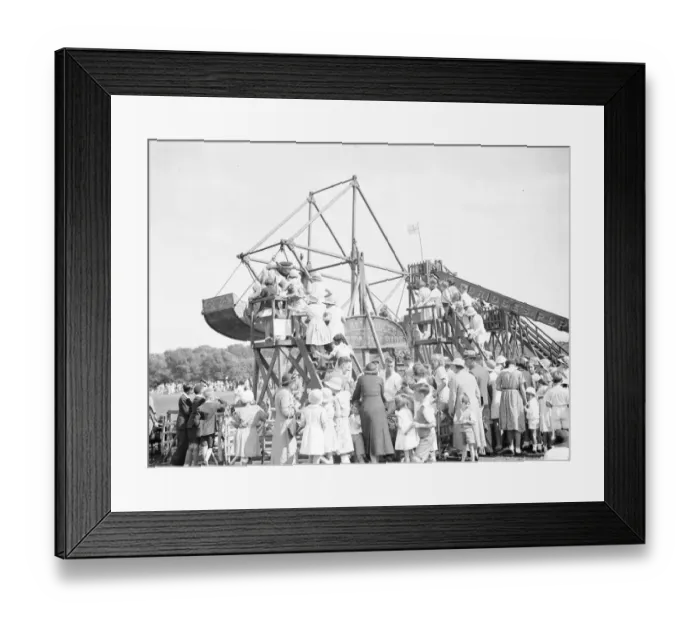 Framed Print : Crowds at the funfair at the Co - operative Sports at Dartford. 1937 Framed Print : Crowds at the funfair at the Co - operative Sports at Dartford. 1937