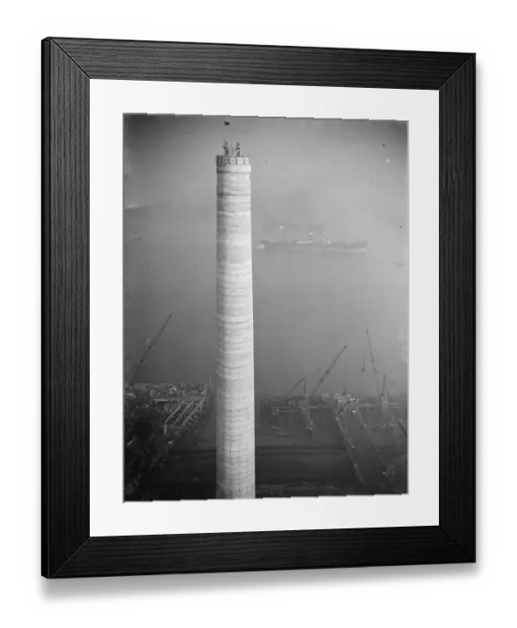 Framed Print : One of the chimneys of the new coal electric power station under construction near Framed Print : One of the chimneys of the new coal electric power station under construction near