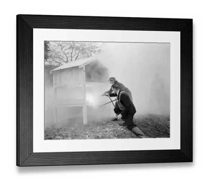 Framed Print : An Air Raid Precautions demonstration in Dartford, Kent. Dealing with a fire Framed Print : An Air Raid Precautions demonstration in Dartford, Kent. Dealing with a fire