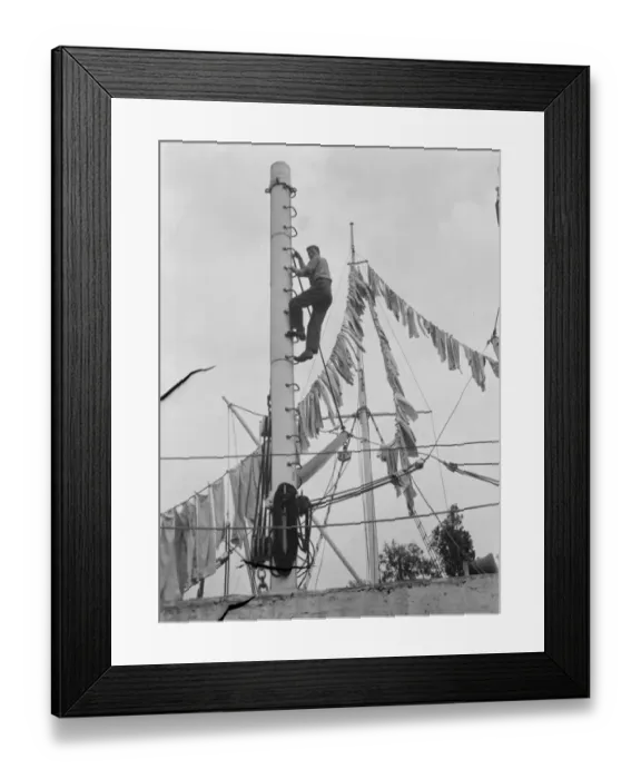 Framed Print : Boys from the Gravesend Sea School, Kent, drying their washing on a flag hoist Framed Print : Boys from the Gravesend Sea School, Kent, drying their washing on a flag hoist