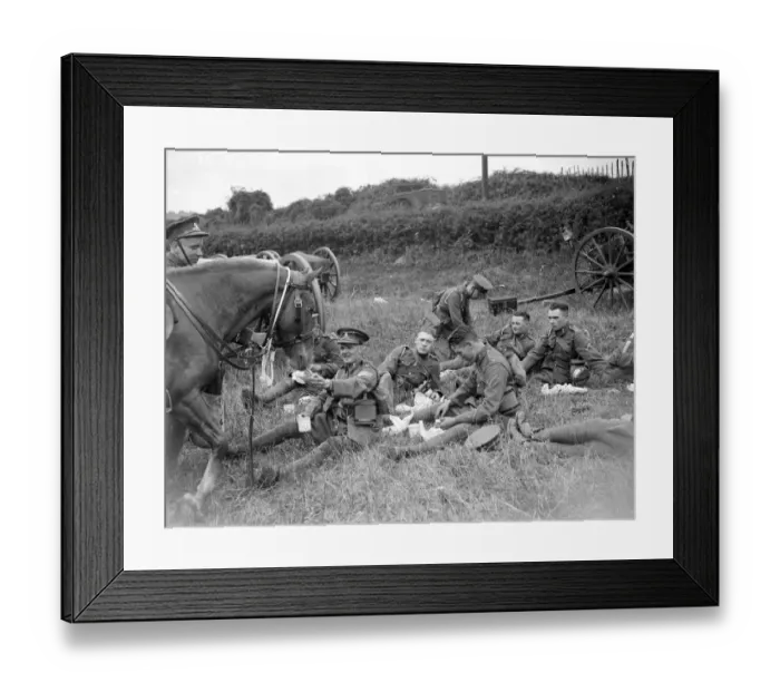 Framed Print : Royal Army Route March. Feeding. 1934