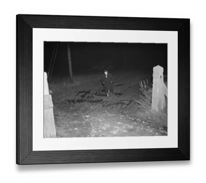 Framed Print : A man walking down Church Road in Kingsdown, Kent. 12 December 1938