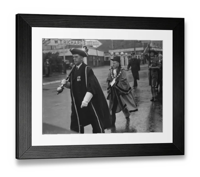 Framed Print : Civic service procession in Bexleyheath, Kent. The Mayor of Erith, Reverend Framed Print : Civic service procession in Bexleyheath, Kent. The Mayor of Erith, Reverend