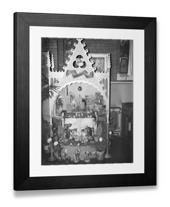 Framed Print : The nativity crib at St Marys Home, Stone, Kent. 1938 Framed Print : The nativity crib at St Marys Home, Stone, Kent. 1938