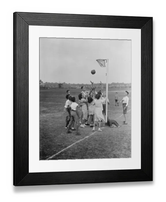 Framed Print : Play leadership. Penhill. Netball. 1937 Framed Print : Play leadership. Penhill. Netball. 1937