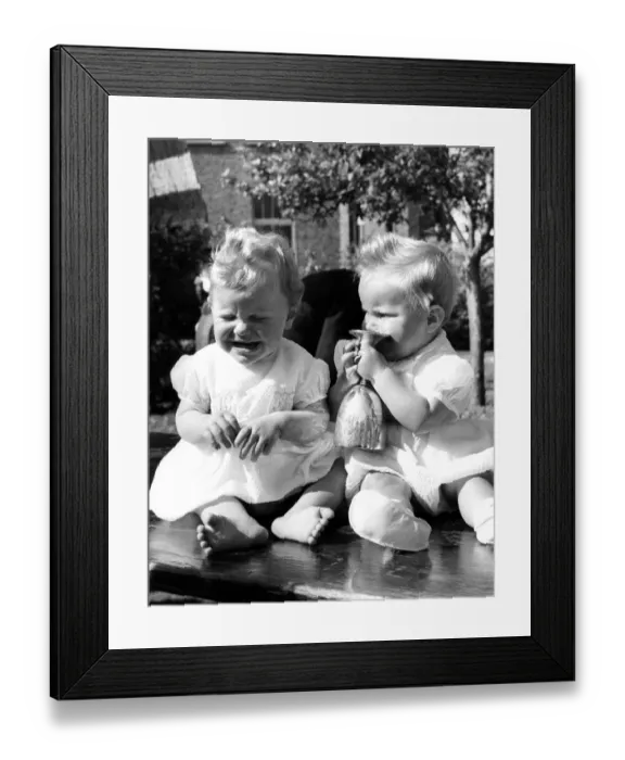 Framed Print : Winner of the hospital fete baby show - 9 month old Leonard Goldsmith (right) Framed Print : Winner of the hospital fete baby show - 9 month old Leonard Goldsmith (right)