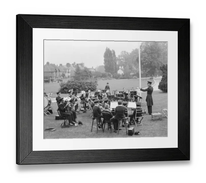 Framed Print : Walligraph Sports in Eltham, Kent. The band. 1937 Framed Print : Walligraph Sports in Eltham, Kent. The band. 1937