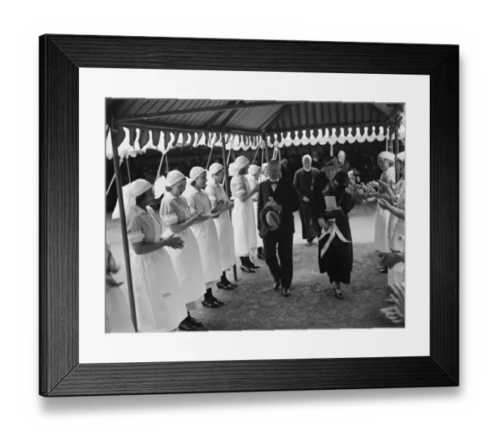 Framed Print : Mr Tuberville walks through a guard of honour formed by nurses at the Alexandra Hospital Framed Print : Mr Tuberville walks through a guard of honour formed by nurses at the Alexandra Hospital