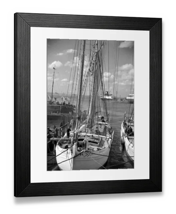 Framed Print : Barge race preparations on the River Thames off Greenhithe, Kent. 24 May 1958 Framed Print : Barge race preparations on the River Thames off Greenhithe, Kent. 24 May 1958