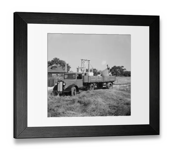 Framed Print : A bedford truck from Austin and Eastham Standar Joinery, arrives at a job with Framed Print : A bedford truck from Austin and Eastham Standar Joinery, arrives at a job with