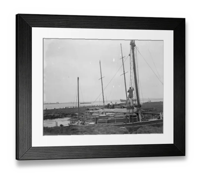 Framed Print : Erith yacht club. Sailors climb the rigging. 1936 Framed Print : Erith yacht club. Sailors climb the rigging. 1936