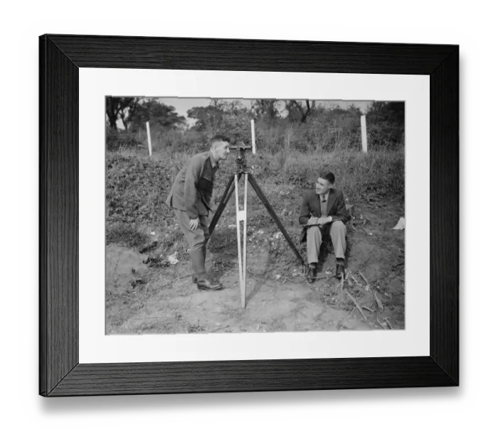 Framed Print : Surveyors carrying out work for the Ordnance Survey in Chislehurst, Kent Framed Print : Surveyors carrying out work for the Ordnance Survey in Chislehurst, Kent