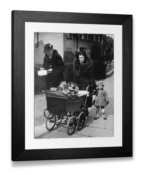 Framed Print : Delivering Gas Masks by Pram Baby takes second place when the gas masks were being