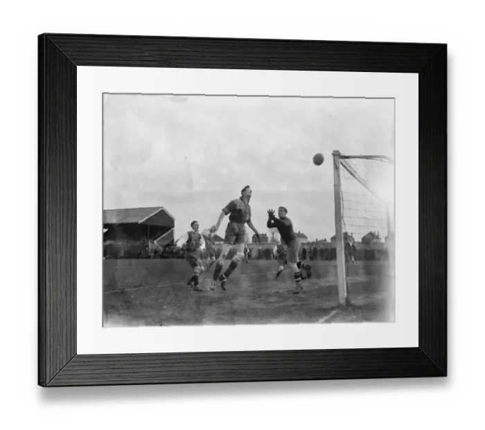 Framed Print : Football match part of the Kent County Junior Cup, in Chislehurst, Kent