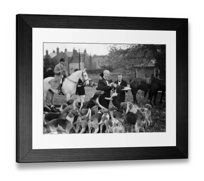 Framed Print : R A Draghunt. Captain Bolton with the hounds. While the waiters provide titbits Framed Print : R A Draghunt. Captain Bolton with the hounds. While the waiters provide titbits