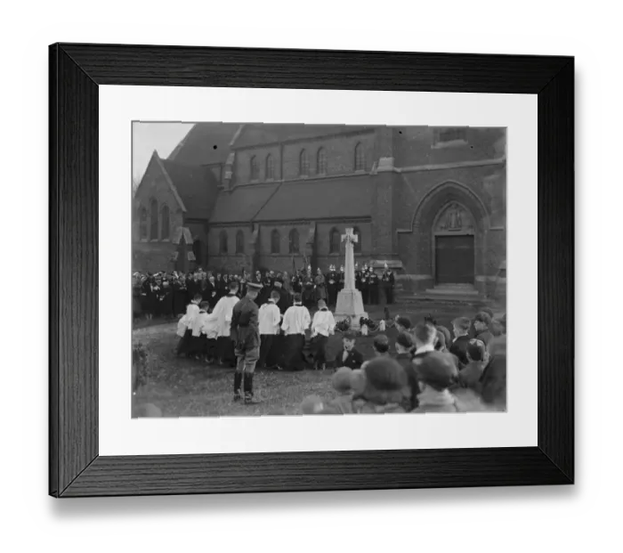 Framed Print : Armistice memorial service in Erith, London. Boys choir singing at the memorial Framed Print : Armistice memorial service in Erith, London. Boys choir singing at the memorial
