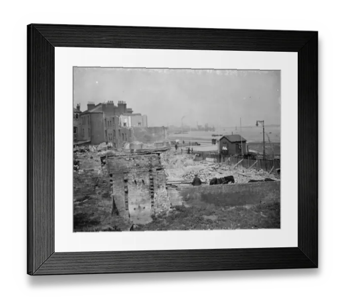 Framed Print : The demolition of houses on Erith water front. 1936 Framed Print : The demolition of houses on Erith water front. 1936