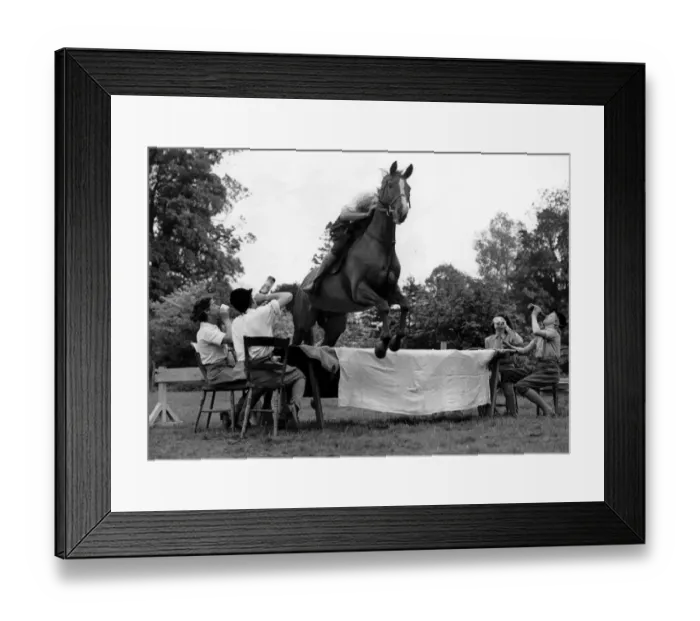Framed Print : Display of jumping the table on horseback Framed Print : Display of jumping the table on horseback