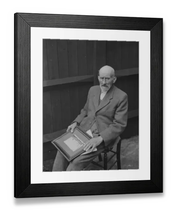 Framed Print : Crayford old man sitting with a picture. 1935 Framed Print : Crayford old man sitting with a picture. 1935