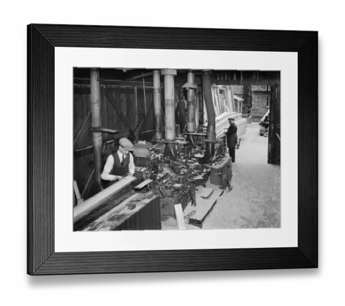 Framed Print : Plaining wood planks at the at the G Ellis joinery works in Hackney Framed Print : Plaining wood planks at the at the G Ellis joinery works in Hackney