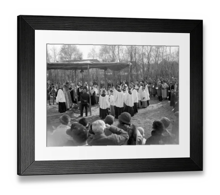 Framed Print : Laying the foundation stone at St Frances Church, Petts Wood, Kent. 1934 Framed Print : Laying the foundation stone at St Frances Church, Petts Wood, Kent. 1934