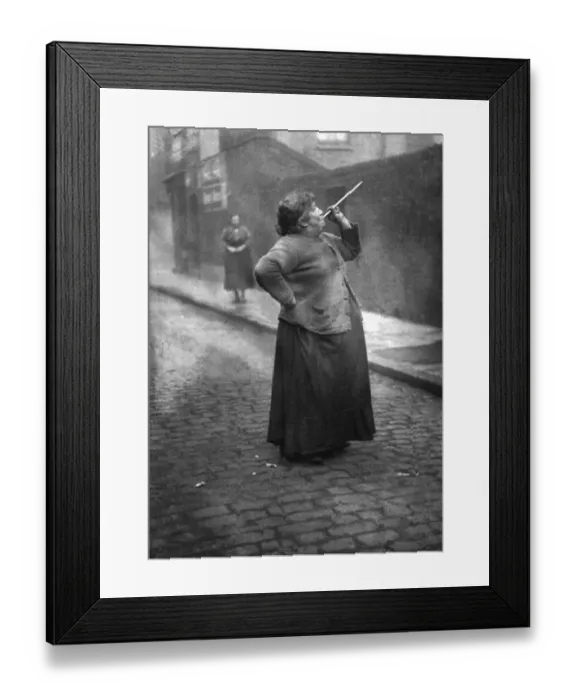 Framed Print : Mrs. Smith wakens the dockers of Limehouse with her peashooter in 1927 Framed Print : Mrs. Smith wakens the dockers of Limehouse with her peashooter in 1927
