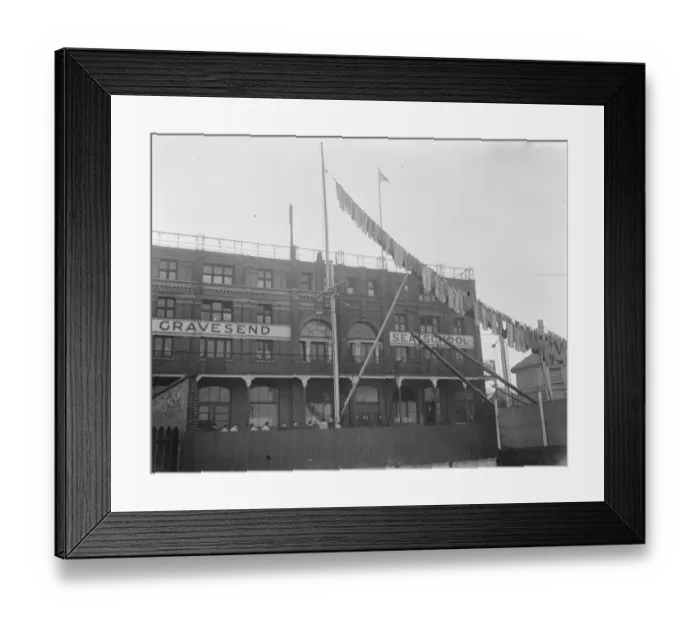 Framed Print : Washing is hanging from the mast at Gravesend Sea School in Kent. 1939 Framed Print : Washing is hanging from the mast at Gravesend Sea School in Kent. 1939