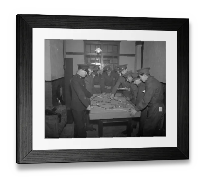 Framed Print : Army officers using a model of terrain for instruction on tactics at the Dartford Framed Print : Army officers using a model of terrain for instruction on tactics at the Dartford