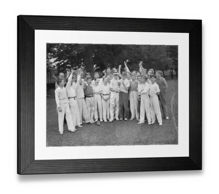 Framed Print : Young cricket players in Lewisham, London. 1939
