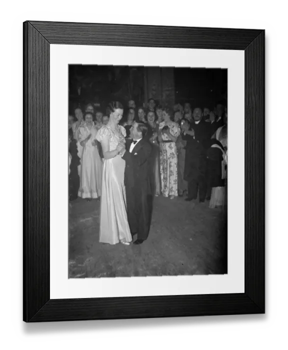 Framed Print : Retired champion jockey, Steve Donoghue and a young lady lead the first dance Framed Print : Retired champion jockey, Steve Donoghue and a young lady lead the first dance