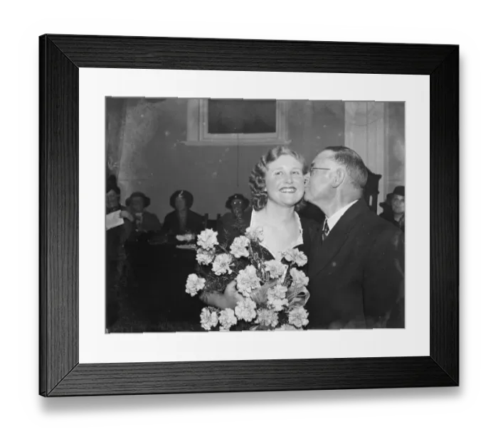 Framed Print : The Dartford Carnival Queen Miss Joan Tompkins receiving a kiss from the Mayor of Framed Print : The Dartford Carnival Queen Miss Joan Tompkins receiving a kiss from the Mayor of