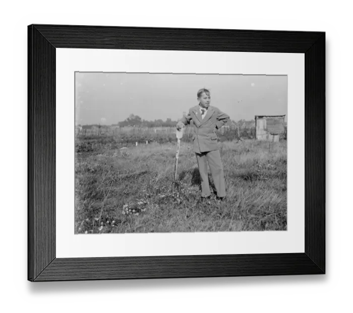 Framed Print : Boy gardener. 1935 Framed Print : Boy gardener. 1935
