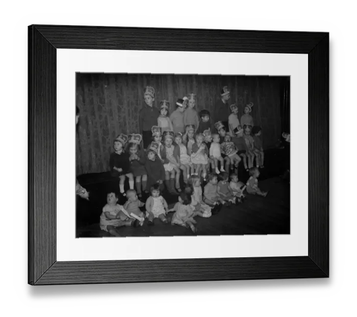 Framed Print : Toddlers group at a childrens party at Horton Kirby, Kent. 1938