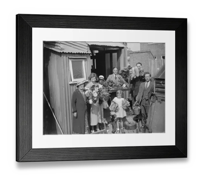 Framed Print : People leaving a horticulture show with their produce. 1935 Framed Print : People leaving a horticulture show with their produce. 1935