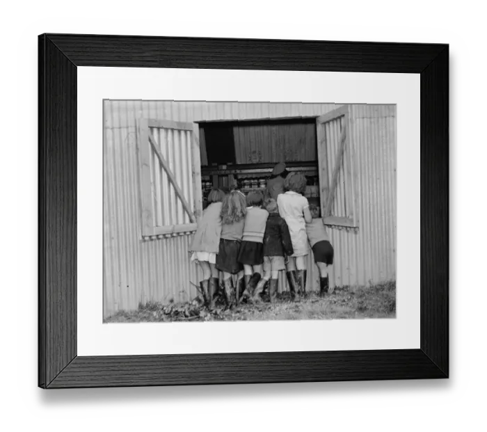 Framed Print : McConnel hinds, children watch the hop picking machine. 1937 Framed Print : McConnel hinds, children watch the hop picking machine. 1937