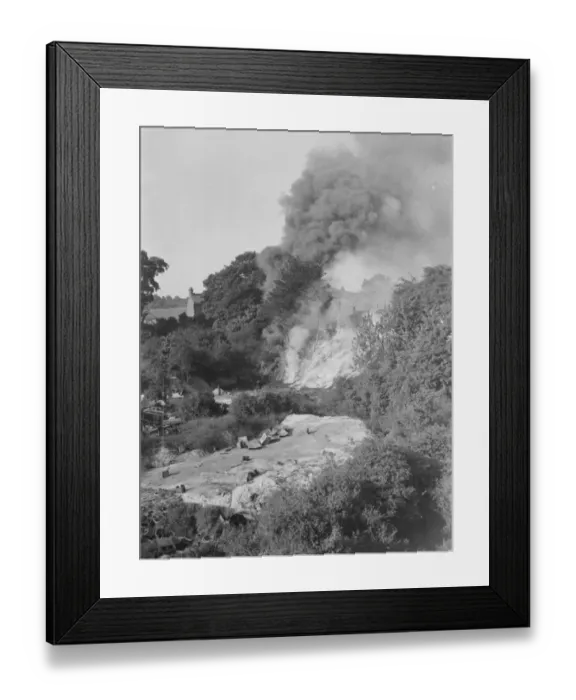 Framed Print : A fresh breakout of fire at the tire dump in Ruxley, Kent. 2 June 1937