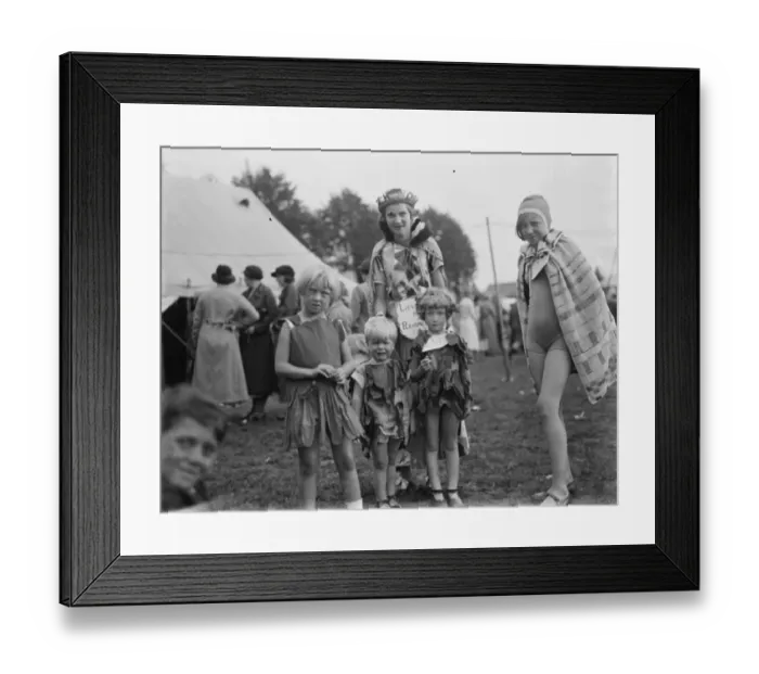 Framed Print : Childrens in fancy dress at Swanscombe fete, Kent 1936 Framed Print : Childrens in fancy dress at Swanscombe fete, Kent 1936