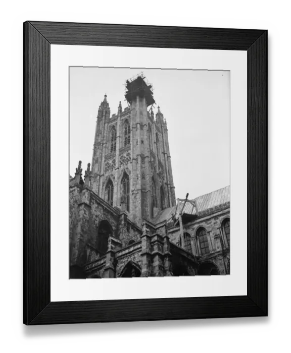 Framed Print : Repairs to Canterbury Cathedral tower. 1937 Framed Print : Repairs to Canterbury Cathedral tower. 1937