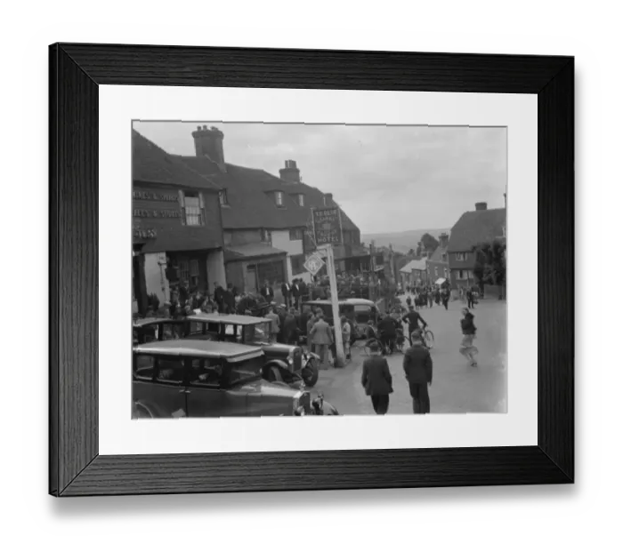 Framed Print : Bustling village center outside the Ye Olde Starre and Crowne Hotel in Goudhurst Framed Print : Bustling village center outside the Ye Olde Starre and Crowne Hotel in Goudhurst