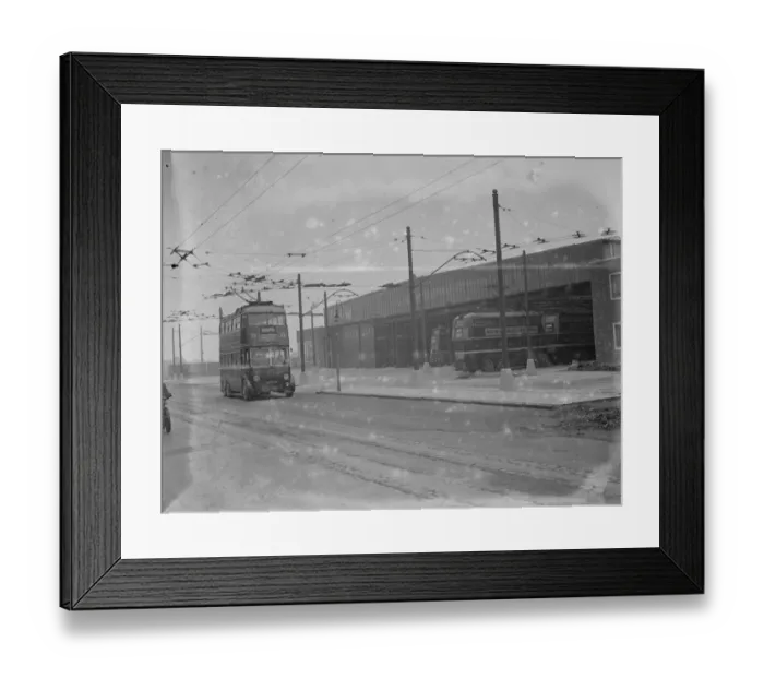 Framed Print : Trolley bus garage at Bexleyheath, Kent. 1936 Framed Print : Trolley bus garage at Bexleyheath, Kent. 1936